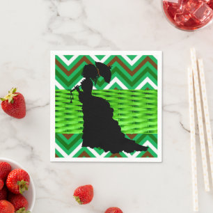 Paper Napkins, African Woman Green Napkin