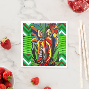 Paper Napkins, African Women Parrot Green Napkin