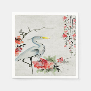 paper napkins Asian crane flower