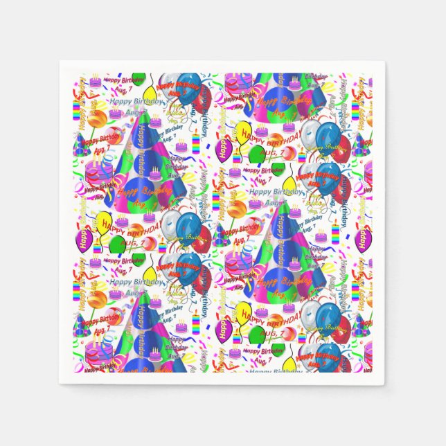 Paper Napkins August, 7 Birthday (Front)