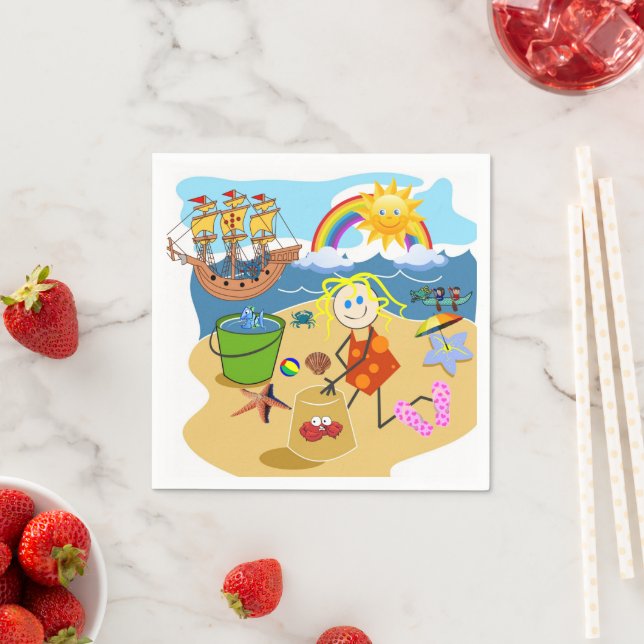 Paper Napkins, Beach Sun Rainbow Napkins (Insitu)