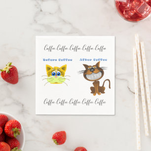 Paper Napkins, Before & After Coffee Cats Napkin