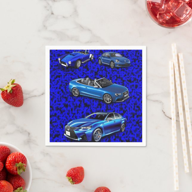 Paper Napkins, Blue Black Cars Napkin (Insitu)