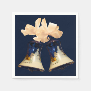 Paper Napkins Blue Christmas Jingle Bells