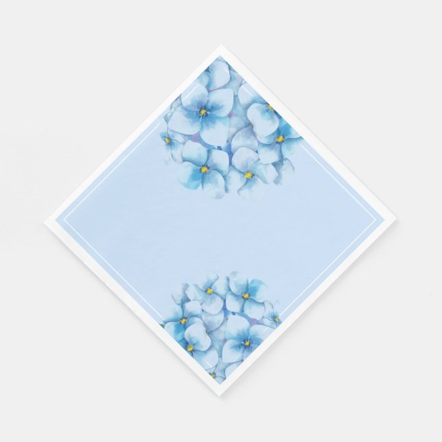 Paper Napkins-Blue Hydrangeas Napkin (Corner)