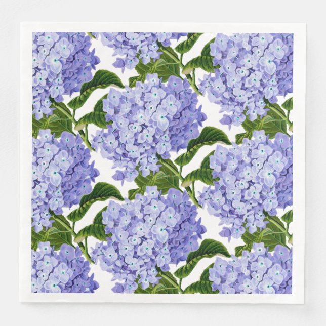 Paper Napkins-Blue Hydrangeas Napkin (Front)