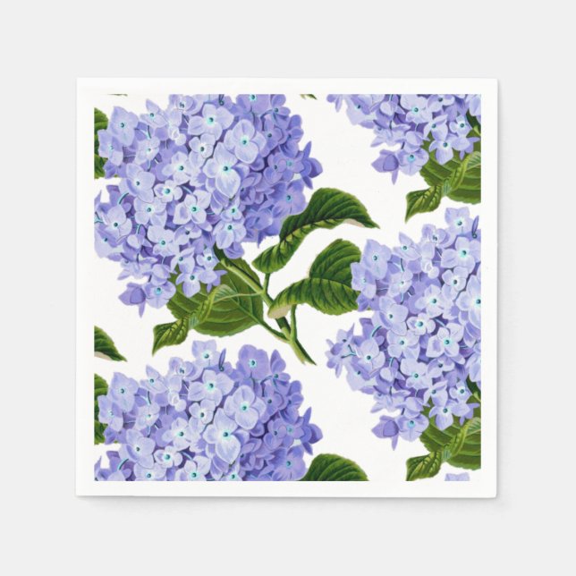 Paper Napkins-Blue Hydrangeas  Napkin (Front)