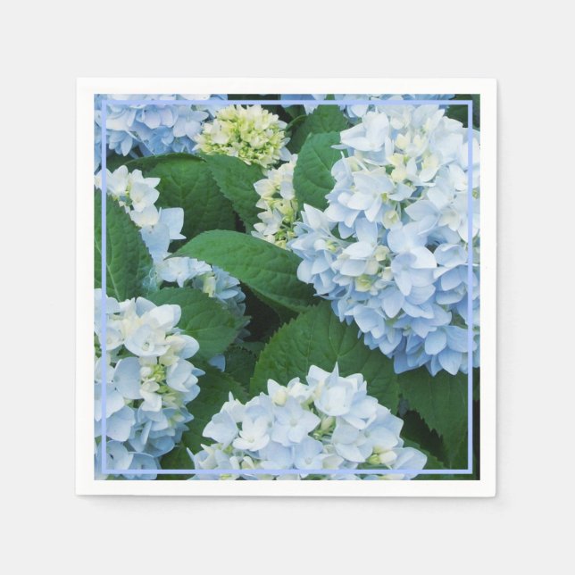 Paper Napkins-Blue Hydrangeas Napkin (Front)