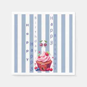 Paper Napkins Blue & White Stripe