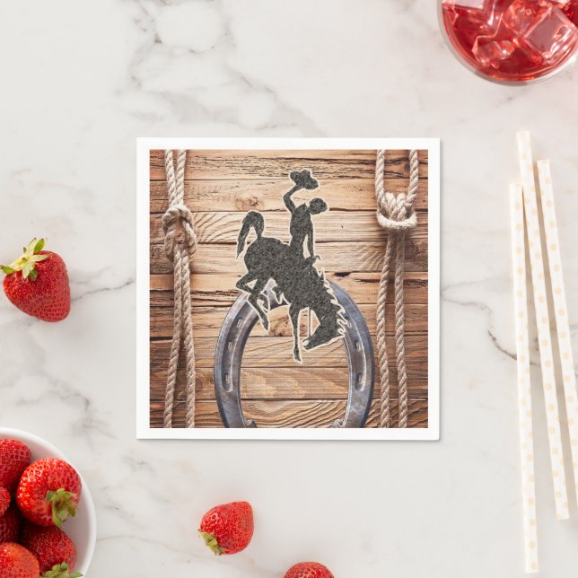 Paper Napkins, Cowboy Horse Wood Rope Napkin (Insitu)