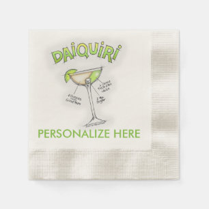 PAPER NAPKINS - DAIQUIRI RECIPE COCKTAIL ART