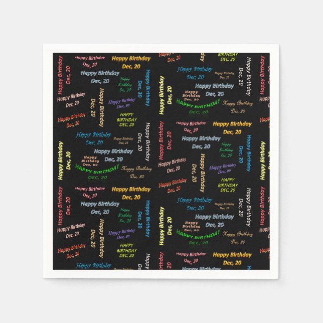 Paper Napkins December, 20 Birthday (Front)