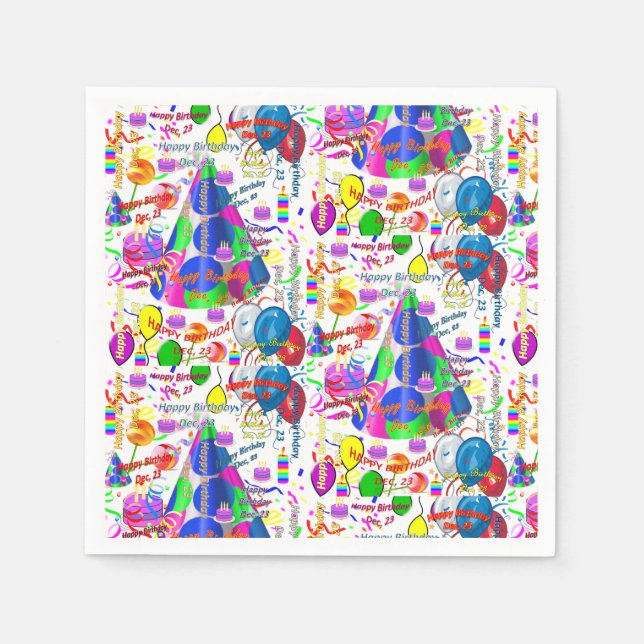 Paper Napkins December, 23 Birthday (Front)