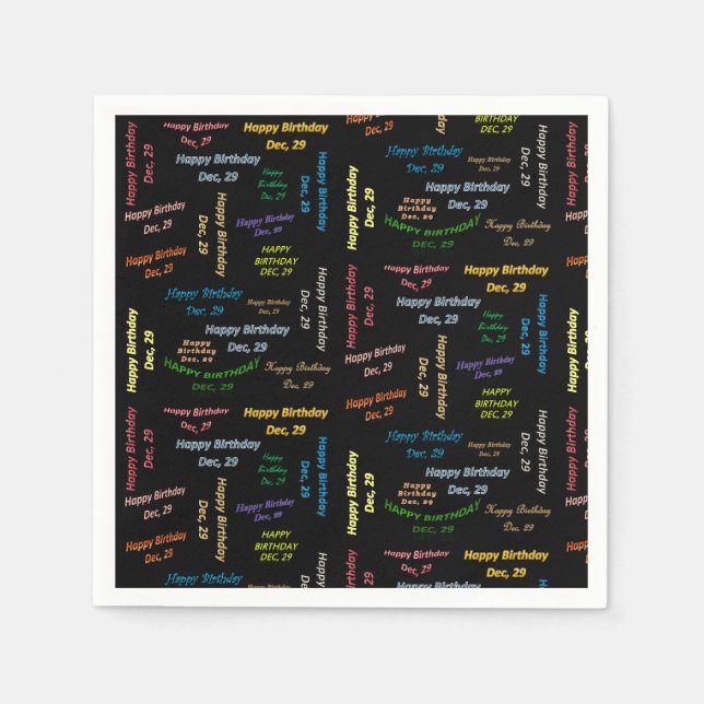 Paper Napkins December, 29 Birthday (Front)