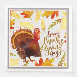 Paper Napkins-Dinner-Happy Thanksgiving Turkey Napkin