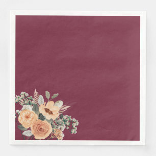 Paper napkins, Elegant floral burgundy Napkin