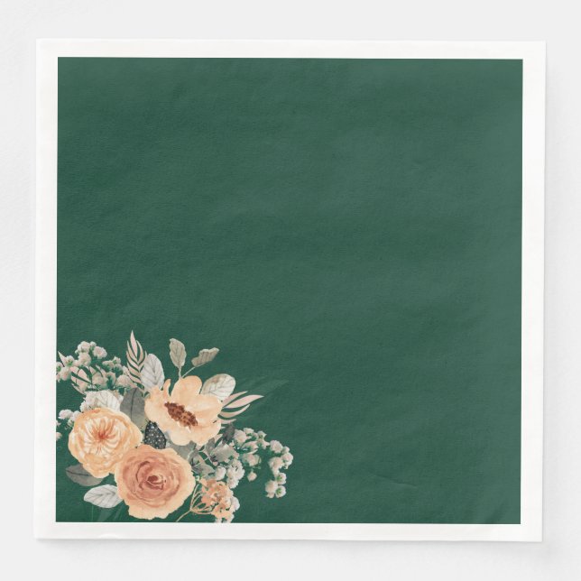 Paper napkins, Elegant floral green Napkin (Front)
