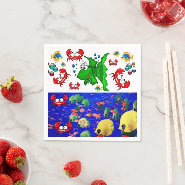 Paper Napkins, Fish Crab Ocean Napkin (Insitu)