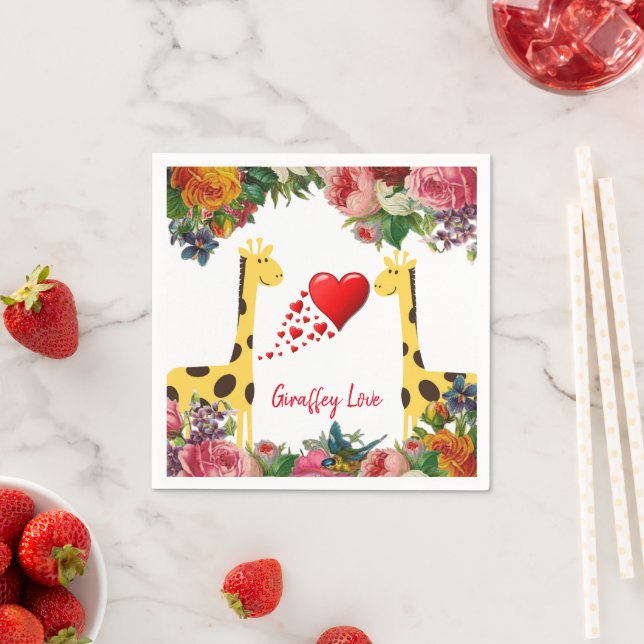 Paper Napkins, Giraffe Love Napkin (Insitu)