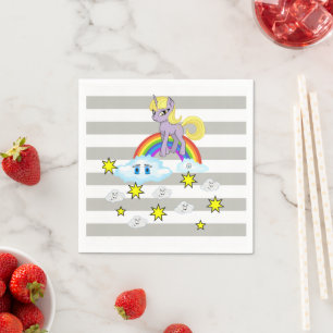 Paper Napkins, Gray & White Stripe Unicorn Napkin
