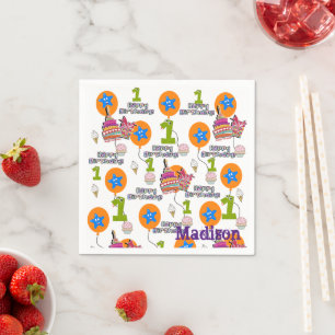 Paper Napkins, Happy Birthday Balloons #1 First Napkin