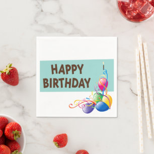 Paper Napkins, Happy Birthday Balloons Napkins