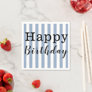 Paper Napkins, Happy Birthday Blue Stripe Napkin
