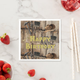 Paper Napkins, Happy Birthday Construction Tools Napkin