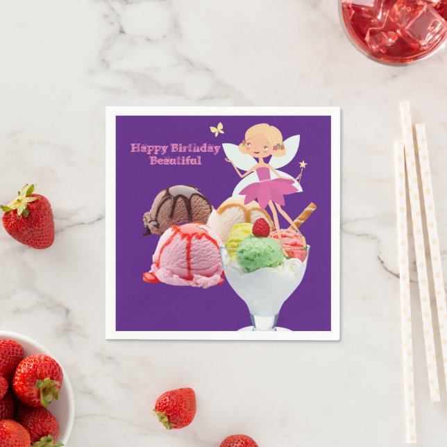 Paper Napkins, Happy Birthday Ice Cream Fairy Napkin (Insitu)