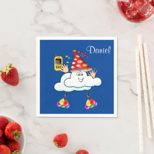 Paper Napkins, Happy Birthday IPhone Text Cloud Napkin