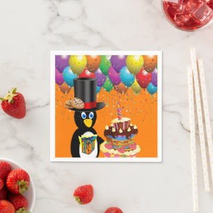 Paper Napkins, Happy Birthday Penguin Napkin