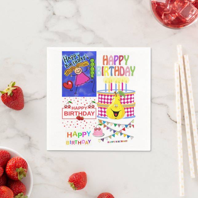 Paper Napkins, Happy Birthday Polar Napkin (Insitu)