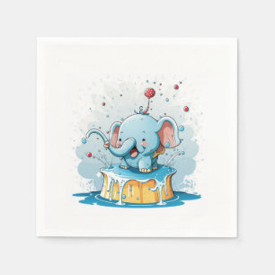 Paper Napkins Happy Blue Elephant
