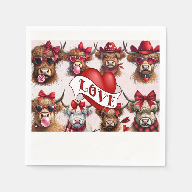Paper Napkins Happy Valentine's Day Cows (Front)