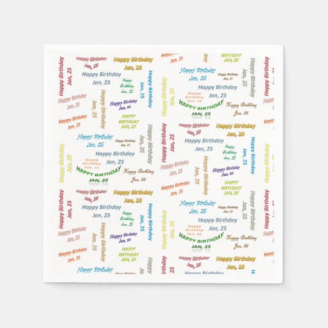 Paper Napkins January, 25 Birthday (Front)