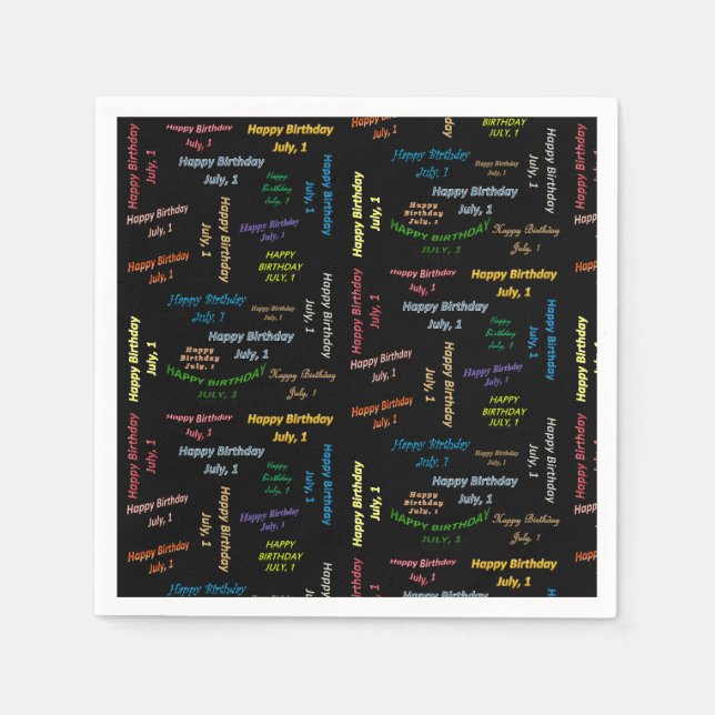 Paper Napkins July, 1 Birthday (Front)