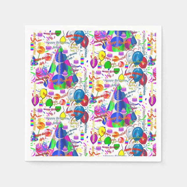 Paper Napkins July, 1 Birthday (Front)