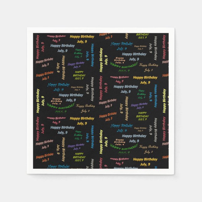 Paper Napkins July, 9 Birthday (Front)