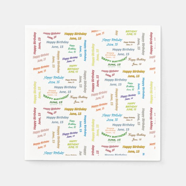 Paper Napkins June, 15 Birthday (Front)