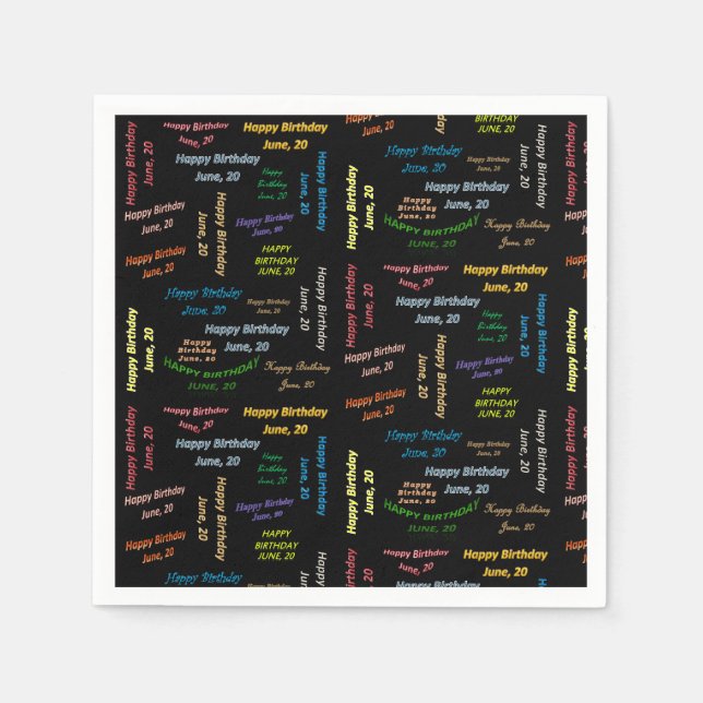 Paper Napkins June, 20 Birthday (Front)