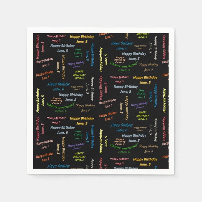 Paper Napkins June, 5 Birthday (Front)