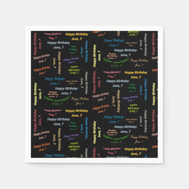 Paper Napkins June, 7 Birthday (Front)