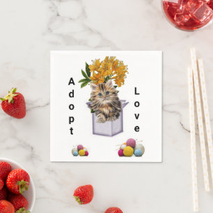 Paper Napkins, Kitten Cat Condo Floral Napkin