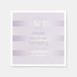 PAPER NAPKINS Lilac Shimmer Stripes Monogram