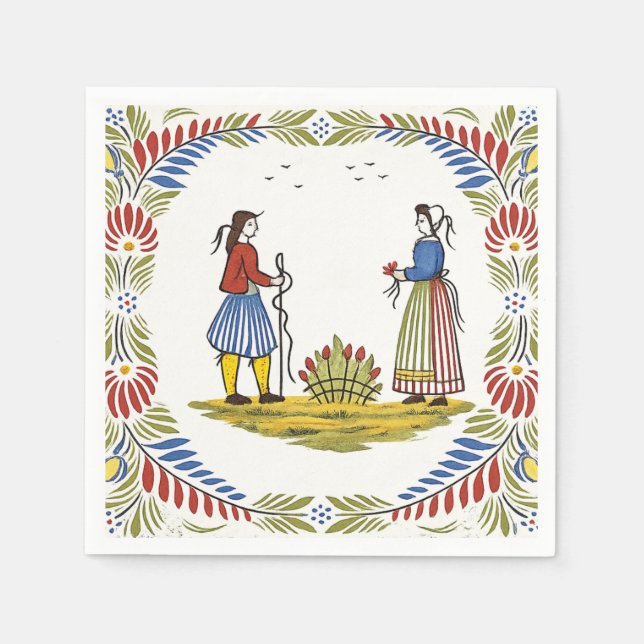 Paper Napkins Luncheon Quimper (Front)