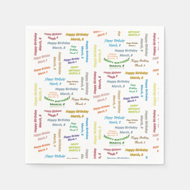 Paper Napkins March, 8 Birthday (Front)