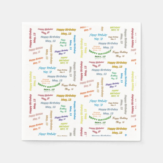 Paper Napkins May, 13 Birthday (Front)