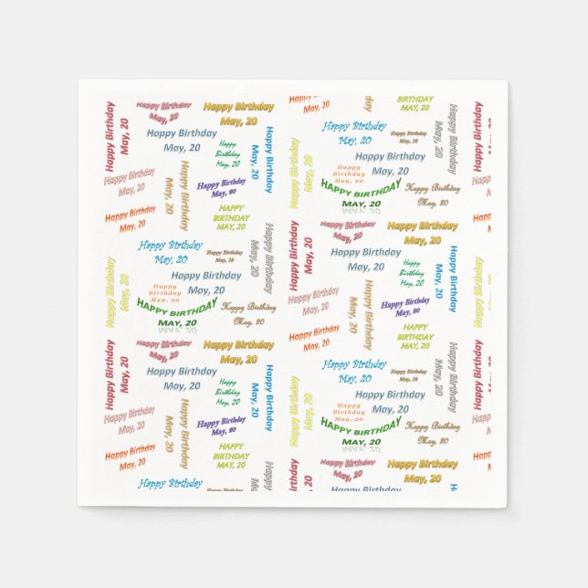 Paper Napkins May, 20 Birthday (Front)