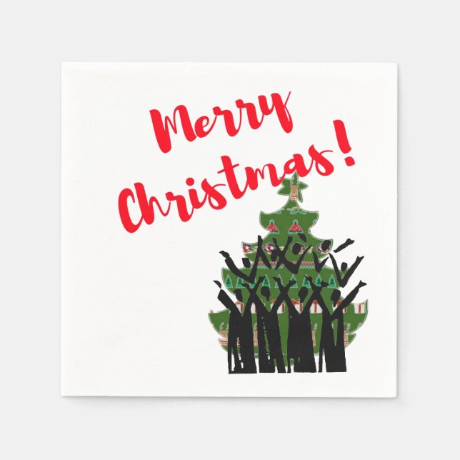 Paper Napkins Merry Christmas Carol Singers Choir (Front)