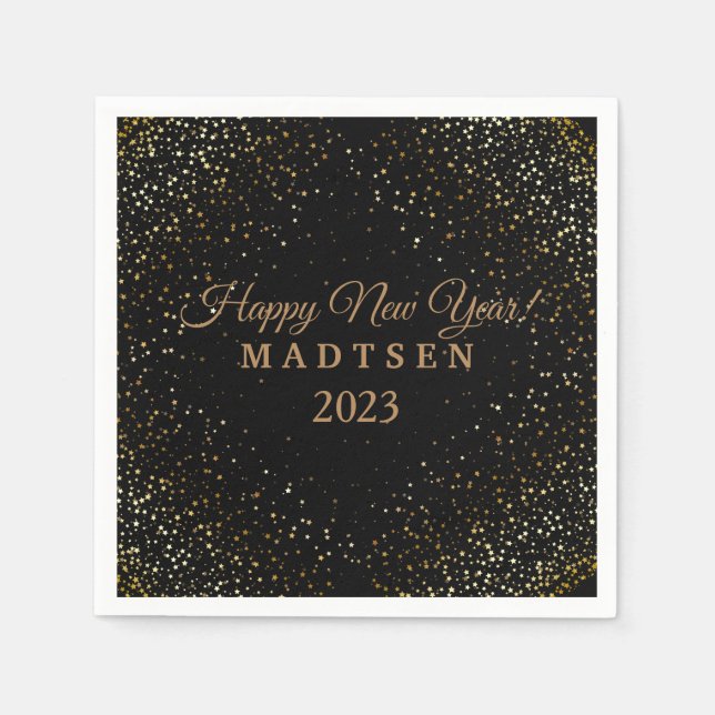 Paper Napkins-New Year-Gold Stars  Napkin (Front)